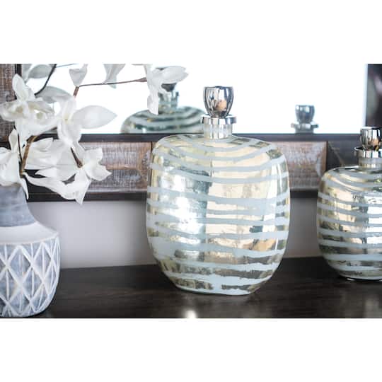 16" Gold & Silver Glass Decorative Bottle